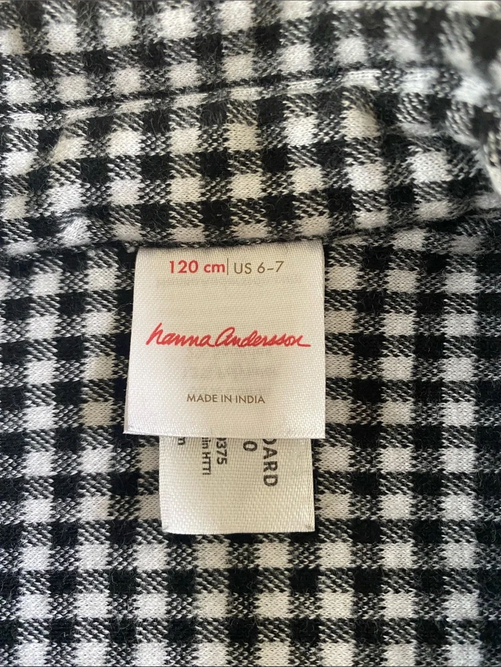 Hanna Andersson Black & White Gingham Shacket Size 7
